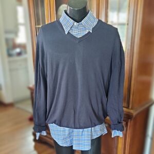 ORVIS Navy Blue V-Neck Sweater XXL